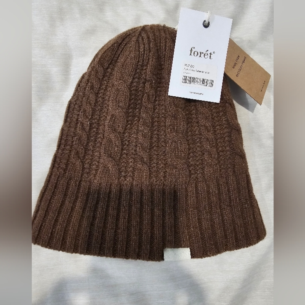 Forét Brown Cable Knit Beanie - Picture 1 of 6